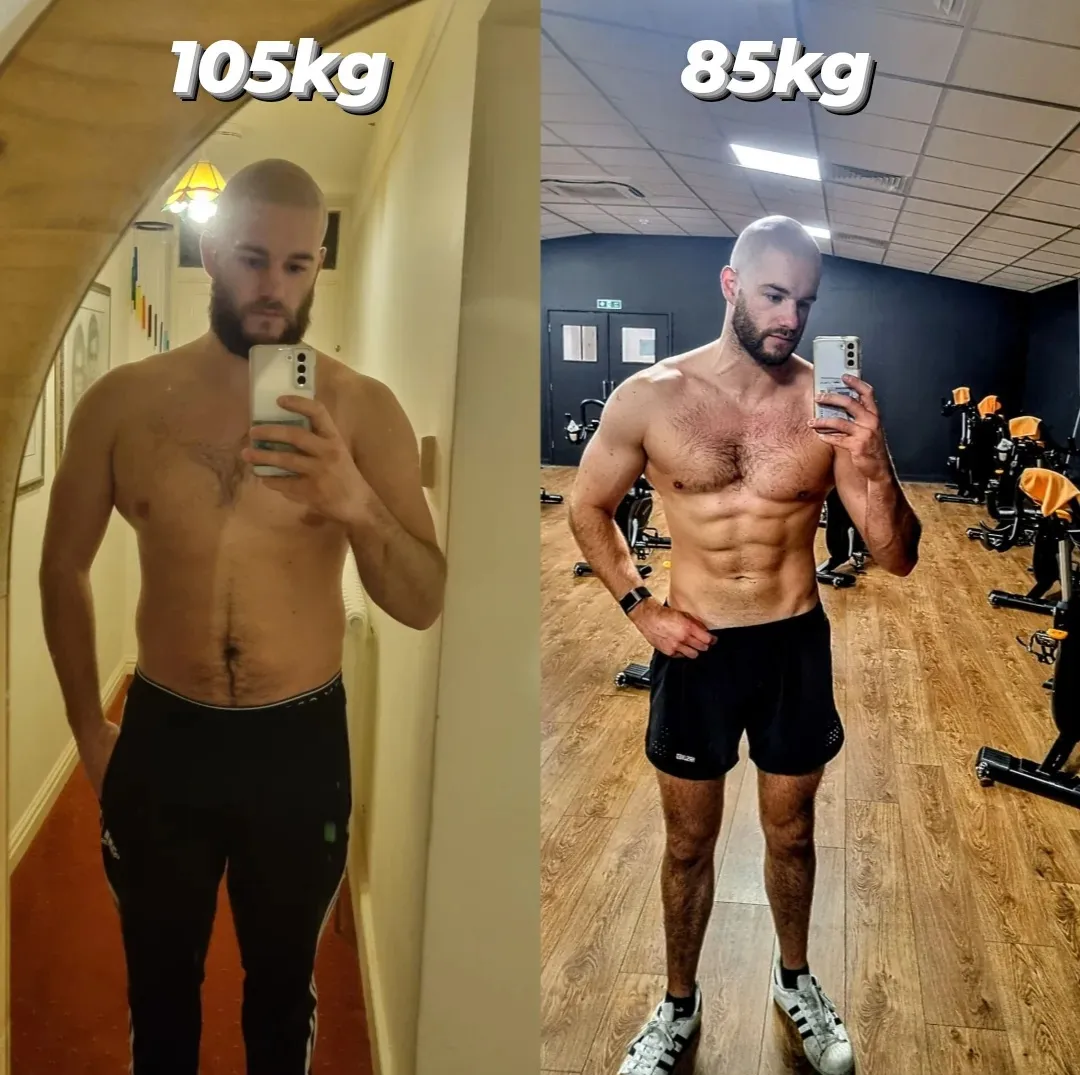 Ryan’s own progress from 105kg to 85kg